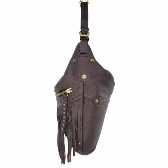💋STUNNING💋  GENUINE LEATHER BRISTOL FRINGE HOBO BAG in BROWN - Picture 5 of 14